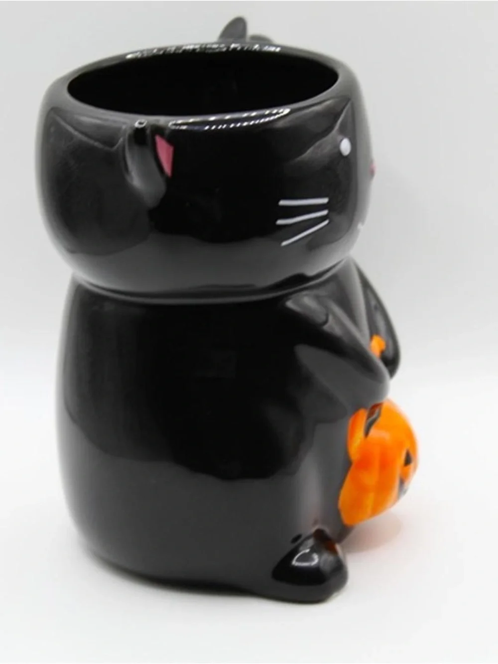 Halloween Black Cat Mug with Orange Pumpkin